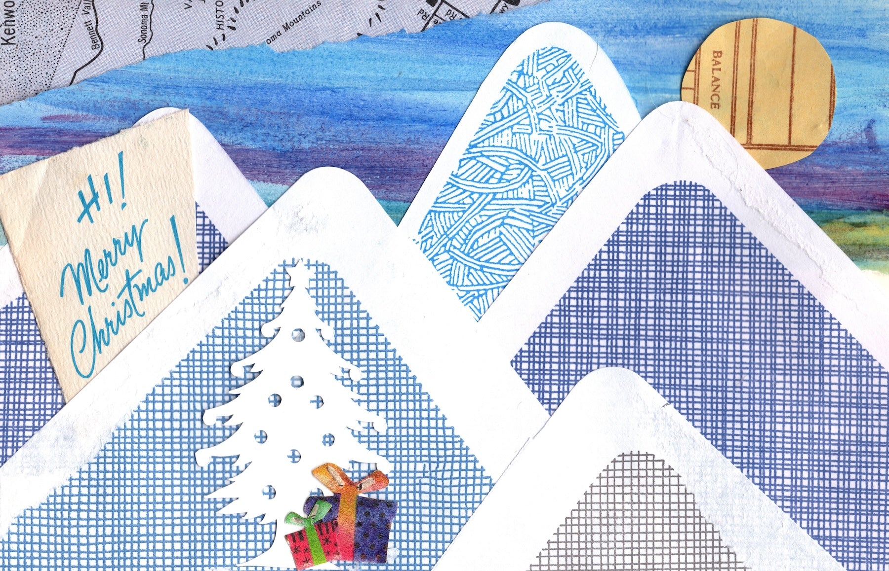 Christmas-themed postcard with Mountain design