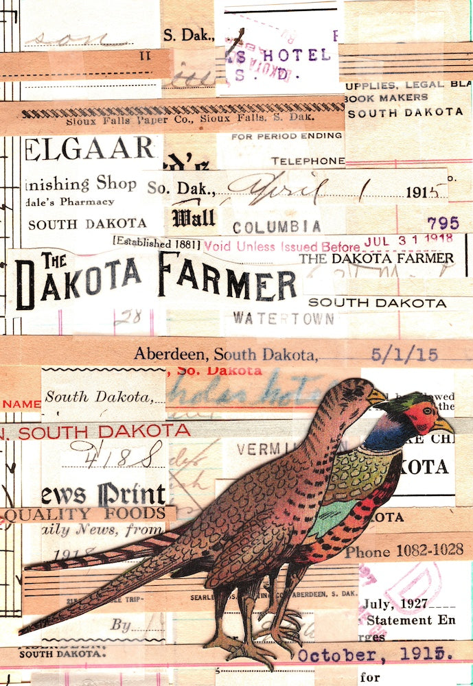 Image of Pheasants overlayed on slips of paper.